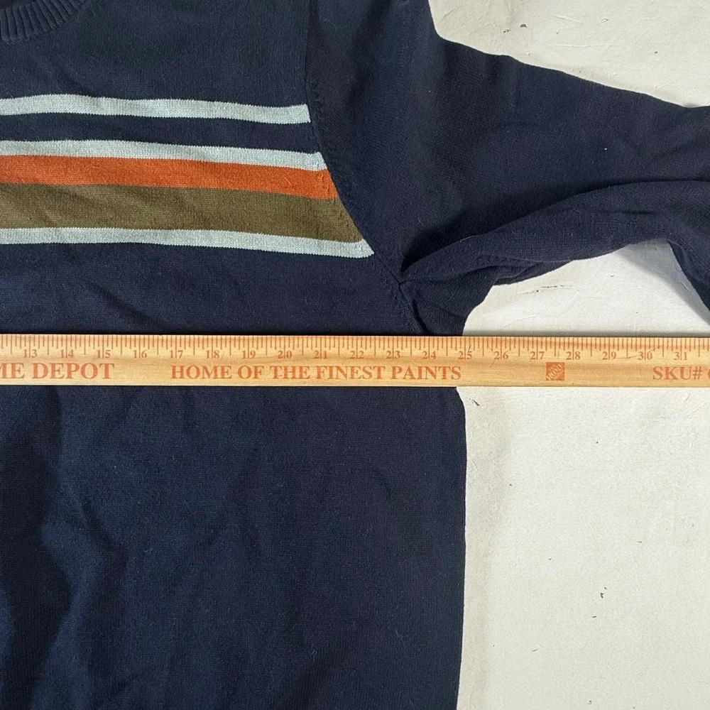 Duluth‎ Trading Co Crew Neck Sweater Mens 2XL Navy Striped Performance Sweater